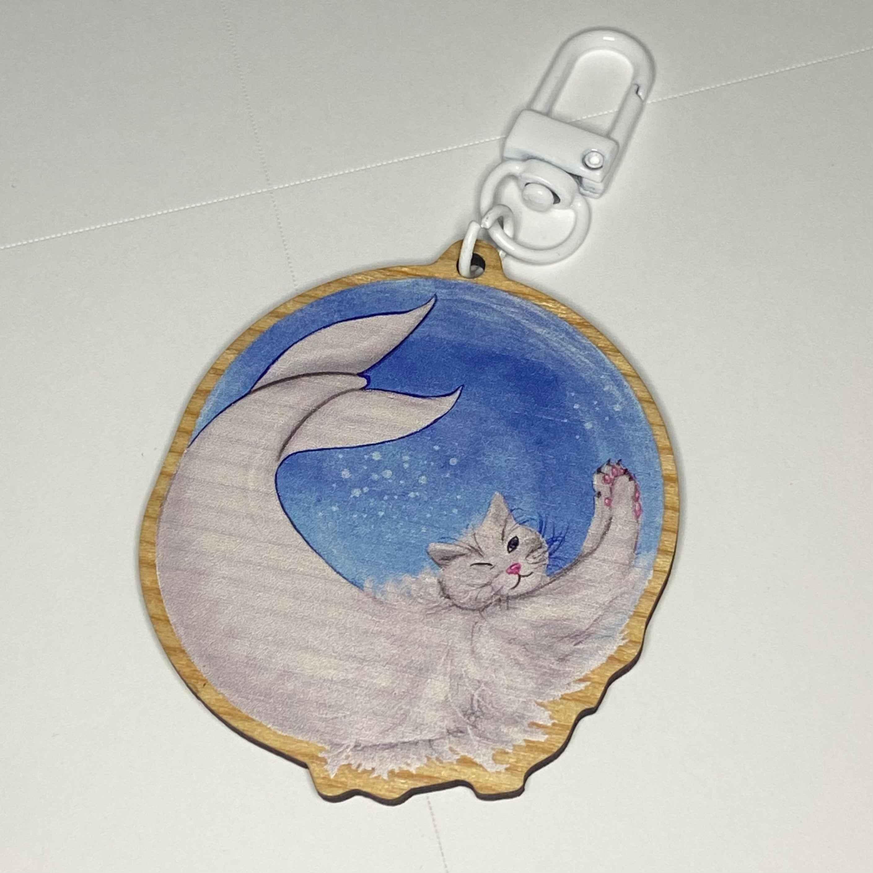 2.5" Wooden Keychain - Purrmaid