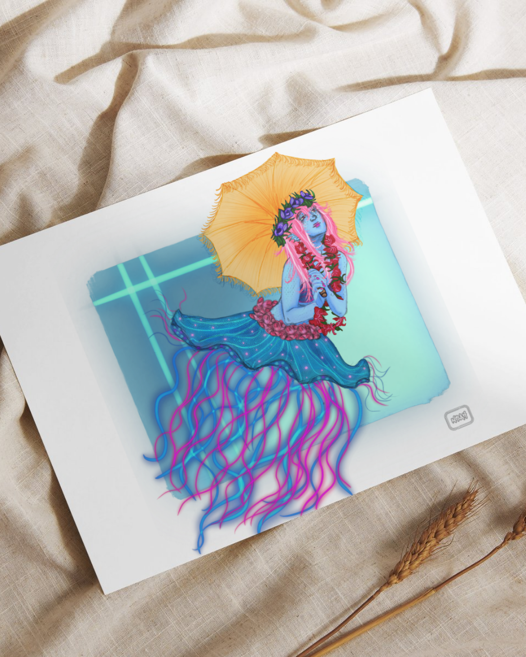 Jellyfish Mermaid, 2024 Mermay Prompts Art Print